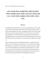 ĐẨY MẠNH CÔNG NGHIỆP hóa, HIỆN đại hóa NÔNG NGHIỆP NÔNG THÔN GIẢI QUYẾT ĐỒNG bộ các vấn đề NÔNG NGHIỆP, NÔNG THÔN, NÔNG dân