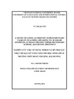 A STUDY OF USING AUTHENTIC SUPPLEMENTARY TASKS IN TEACHING SPEAKING TO 10 GRADE STUDENTS AT DOAN THUONG UPPER-SECONDARY SCHOOL, HAI DUONG PROVINCE