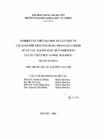 Nghiên cứu chế tạo một số vật liệu từ các loại phế thải ứng dụng trong quá trình xử lý các nguồn nước bị ô nhiễm dầu và các chất hữu cơ độc hại khác