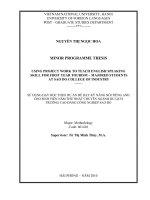 Sử dụng dạy học theo dự án để dạy kỹ năng nói tiếng Anh cho sinh viên năm thứ nhất chuyên ngành du lịch trường Cao đẳng Công nghiệp Sao Đỏ