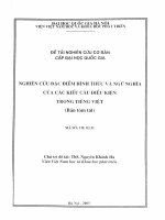 Nghiên cứu đặc điểm hình thức và ngữ nghĩa của các kiểu câu điều kiện trong tiếng Việt  Bản tóm tắt