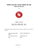 TIỂU LUẬN QUẢN TRỊ DỰ ÁN Phân tích giai đoạn lập kế hoạch của dự án, đánh giá việc thực hiện kế hoạch đó