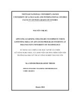Applying learning strategies to improve TOEFL listening skill of Advanced Program students at Thai Nguyen University of Technology