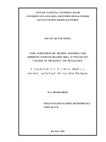 sử dụng tài liệu đọc bổ trợ để cải thiện kĩ năng đọc của sinh viên trường Cao đẳng Cơ khí - Luyện kim, Thái Nguyên