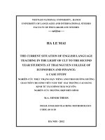 Nghiên cứu thực trạng dạy Tiếng anh theo đường hướng giao tiếp tại trường Cao đẳng Kinh tế-Tài chính Thái Nguyên  Nghiên cứu trường hợp điển hình