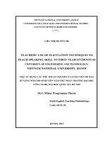 Việc sử dụng các thủ thuật gợi mở của giáo viên để dạy kĩ năng nói cho sinh viên năm thứ nhất, trường ĐH Công nghệ, ĐH Quốc Gia Hà Nội