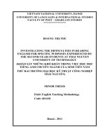 Khảo sát những khó khăn trong việc học đọc tiếng Anh chuyên ngành của sinh viên năm thứ hai Trường Đại học Kỹ thuật Công nghiệp Thái Nguyên