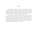 Những vấn đề sinh viên năm thứ nhất Trường Cao đẳng Văn hóa Nghệ thuật Thanh Hóa gặp phải trong việc phát triển từ vựng để nói về các chủ điểm khác nhau