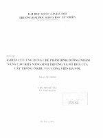 Nghiên cứu ứng dụng chế phẩm dinh dưỡng nhằm nâng cao khả năng sinh trưởng và nở hoa của cây trồng ở khu vực công viên Hà Nội
