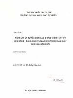 Phân lập và tuyển chọn các chủng vi sinh vật có khả năng đồng hoá xyloza dùng trong sản xuất thức ăn chăn nuôi