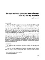 Ứng dụng ngữ pháp chức năng trong giảng dạy tiếng Việt như một ngoại ngữ