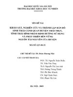Khảo sát, nghiên cứu và thành lập bản đồ sinh thái cảnh quan huyện Thái Thụy, tỉnh Thái Bình nhằm định hướng sử dụng và phát triển bền vững nguồn tài nguyên của huyện