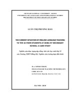 Nghiên cứu thực trạng dạy tiếng Anh cho học sinh lớp 10 của Trường THPT Đồng Hỷ Nghiên cứu trường hợp điển hình