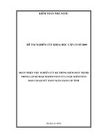 Hoàn thiện việc nghiên cứu hệ thống kiểm soát nội bộ trong lập kế hoạch kiểm toán của cuộc kiểm toán báo cáo quyết toán ngân sách cấp tỉnh