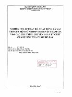 Nghiên cứu sự phân bố, hoạt động và vai trò của một số nhóm vi sinh vật tham gia vào các chu trình chuyển hóa vật chất của hệ sinh thái nước Hồ Tây