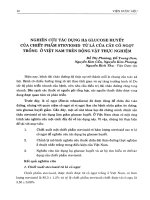 Nghiên cứu tác dụng hạ glucose huyết của chiết phẩm Steviosid từ lá của cây cỏ ngọt trồng ở Việt Nam trên động vật thực nghiệm