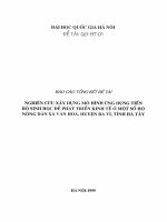 Nghiên cứu xây dựng mô hình ứng dụng tiến bộ sinh học để phát triển kinh tế ở một số hộ nông dân xã Vân hoà, huyện Ba Vì, tỉnh Hà Tây