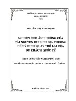 Nghiên cứu ảnh hưởng của tài nguyên du lịch địa phương đến ý định quay trở lại của du khách quốc tế