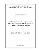 Nghiên cứu dáng điệu tiệm cận của động học các quần thể được mô tả bởi phương trình vi phân