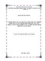 Cơ hội tiếp cận các dịch vụ chăm sóc sức khỏe sinh sản của nữ thanh niên khuyết tật vận động tại Hà Nội (Nghiên cứu tại Hội thanh niên khuyết tật Hà Nội