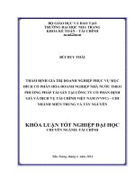 Thẩm định giá trị doanh nghiệp phục vụ mục đích cổ phần hóa doanh nghiệp nhà nước theo phương pháp tài sản tại công ty Cổ phần định giá và dịch vụ tài chính Việt Nam (VVFC) - chi nhánh miền Trung và Tây Nguyên