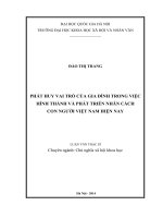 Phát huy vai trò của gia đình trong việc hình thành và phát triển nhân cách con người Việt Nam hiện nay