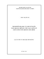 Thành phần hóa học của một số nguồn nước khoáng Miền Bắc Việt Nam và đề xuất chất lượng nước khoáng chữa bệnh