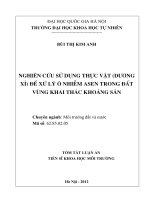 Nghiên cứu sử dụng thực vật ( dương xỉ) để xử lý ô nhiễm ASEN trong đất vùng khai thác khoáng sản