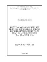 Thực trạng và giải pháp phát triển đội ngũ lao động tại các khách sạn thuộc Công ty Cổ phần Du lịch Quảng Ninh giai đoạn 2012 - 2015