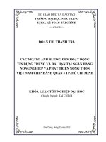 Các yếu tố ảnh hưởng đến hoạt động tín dụng trung và dài hạn tại Ngân hàng nông nghiệp và Phát triển nông thôn Việt Nam, Chi nhánh Quận 5, TP. Hồ Chí Minh