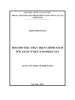 ĐỔI MỚI VIỆC THỰC HIỆN CHÍNH SÁCH  TÔN GIÁO Ở VIỆT NAM HIỆN NAY