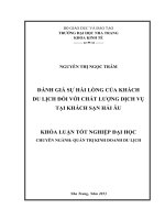 Đánh giá sự hài lòng của khách du lịch đối với chất lượng dịch vụ tại khách sạn Hải Âu