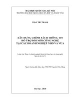 Xây dựng chính sách thông tin hỗ trợ đổi mới công nghệ tại các doanh nghiệp nhỏ và vừa