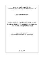 Những trở ngại trong việc hình thành tổ chức nghiên cứu và triển khai trong các doanh nghiệp ở Việt Nam