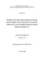 Tìm hiểu việc thực hiện nhóm quyền được bảo vệ trong công ước quốc tế về quyền trẻ em của các gia đình người dân thành phố Hà Nội hiện nay