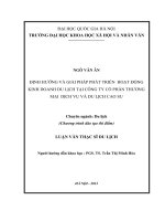 Định hướng và giải pháp phát triển hoạt động kinh doanh du lịch tại Công ty Cổ phần Thương mại dịch vụ và Du lịch Cao su