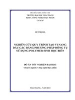 Nghiên cứu quy trình tạo vi nang dầu gấc bằng phương pháp đông tụ sử dụng polymer sinh học biển