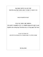 Tái cấu trúc hệ thống tổ chức nghiên cứu và triển khai ở Việt Nam (Nghiên cứu trường hợp Viện Khoa học và Công nghệ Việt Nam