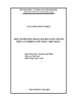 Một số phương pháp giải bài toán tìm số phức có mô đun lớn nhất và nhỏ nhất_SKKN toán THPT