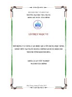 Mở rộng và nâng cao hiệu quả tín dụng học sinh, sinh viên tại Ngân hàng chính sách xã hội - Chi nhánh tỉnh Khánh Hòa