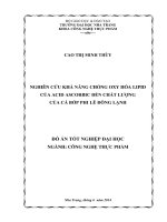 Nghiên cứu khả năng chống oxy hóa lipid của acid ascorbic đến chất lượng của cá Bớp phi lê đông lạnh