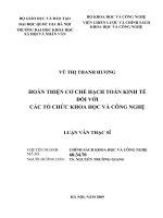 Hoàn thiện cơ chế hạch toán kinh tế đối với các tổ chức khoa học và công nghệ