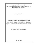 Giải pháp nâng cao hiệu quả quản lý các nhiệm vụ hợp tác quốc tế về khoa học và công nghệ ký kết với nước ngoài
