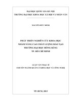 Phát triển nghiên cứu khoa học nhằm nâng cao chất lượng đào tạo trường Đại học Hồng Bàng TP.Hồ Chí Minh