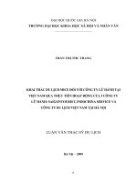 Khai thác du lịch MICE đối với công ty lữ hành tại Việt Nam qua thực tiễn hoạt động của 3 Công ty lữ hành Saigontourist, Indochina Service và Công ty du lịch Việt Nam tại Hà Nội