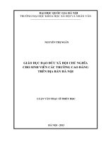 Giáo dục đạo đức xã hội chủ nghĩa cho sinh viên các trường Cao đẳng trên địa bàn Hà Nội