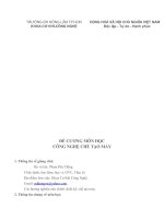 ĐỀ CƯƠNG MÔN HỌC CÔNG NGHỆ CHẾ TẠO MÁY