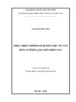 Thực hiện chính sách dân tộc về văn hóa ở tỉnh Lạng Sơn hiện nay