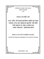 Các yếu tố ảnh hưởng đến sự hài lòng của du khách quốc tế đối với dịch vụ mua sắm tại Nha Trang - Khánh Hòa