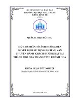 Một số nhân tố ảnh hưởng đến quyết định sử dụng dịch vụ vận chuyển hành khách đường dài tại thành phố Nha Trang, Khánh Hòa